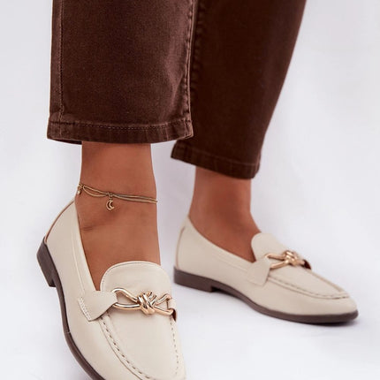 Eco Leather Womens Loafers With Gold Front Detail For Everyday Comfort - Très Elite