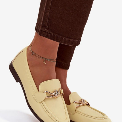 Eco Leather Womens Loafers With Gold Front Detail For Everyday Comfort - Très Elite