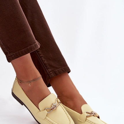 Eco Leather Womens Loafers With Gold Front Detail For Everyday Comfort - Très Elite