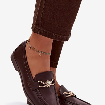 Eco Leather Womens Loafers With Gold Front Detail For Everyday Comfort - Très Elite