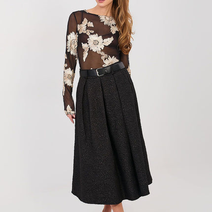 Decora Flared Midi Skirt For Women With Elastic Waistband Elegant Comfort - Très Elite