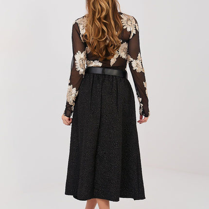 Decora Flared Midi Skirt For Women With Elastic Waistband Elegant Comfort - Très Elite