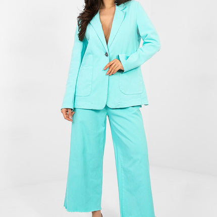 Womens Denim Blazer 224281 Cotton Elastane Blend Lightweight Classic Fit Casual - Très Elite