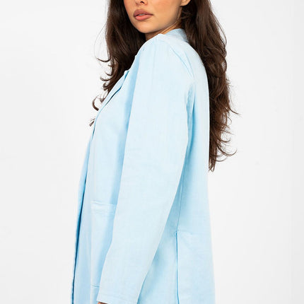 Womens Denim Blazer 224281 Cotton Elastane Blend Lightweight Classic Fit Casual - Très Elite