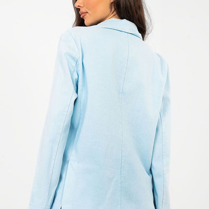 Womens Denim Blazer 224281 Cotton Elastane Blend Lightweight Classic Fit Casual - Très Elite