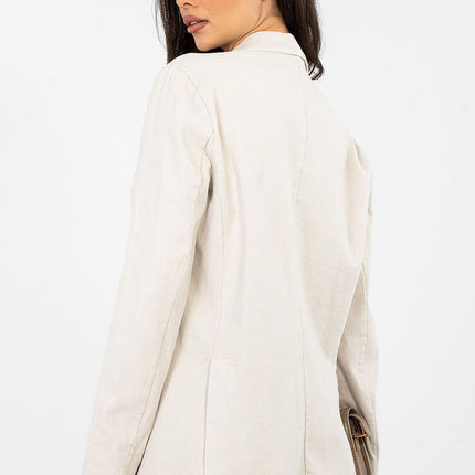 Womens Denim Blazer 224281 Cotton Elastane Blend Lightweight Classic Fit Casual - Très Elite
