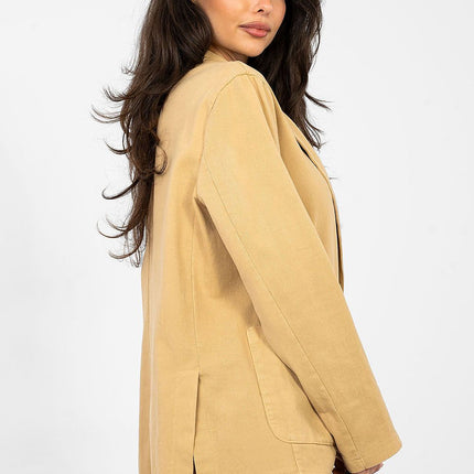 Womens Denim Blazer 224281 Cotton Elastane Blend Lightweight Classic Fit Casual - Très Elite