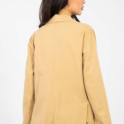 Womens Denim Blazer 224281 Cotton Elastane Blend Lightweight Classic Fit Casual - Très Elite