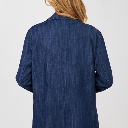 Womens Denim Blazer Cotton Elastane Lightweight Unlined Jacket - Très Elite