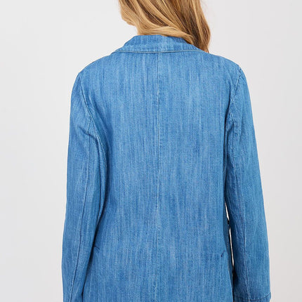 Womens Denim Blazer Cotton Elastane Lightweight Unlined Jacket - Très Elite