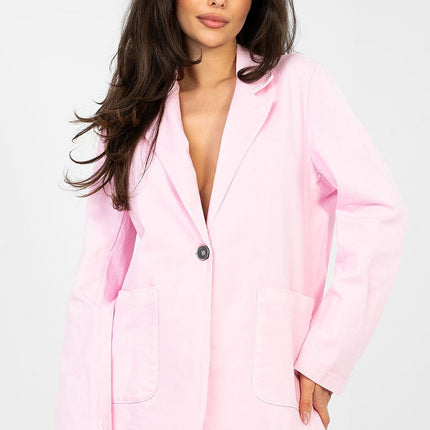 Womens Denim Blazer 224281 Cotton Elastane Blend Lightweight Classic Fit Casual - Très Elite