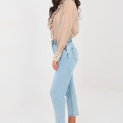 Women's Mom Jeans High Waist Tapered Leg Comfort Model 224310 - Très Elite