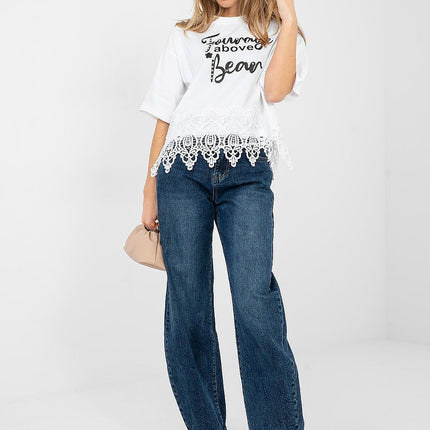 Womens Everyday Cotton Elastane Blouse With Short Sleeves And Round Neckline - Très Elite
