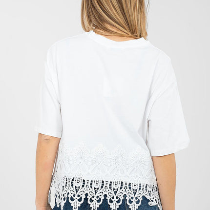 Womens Everyday Cotton Elastane Blouse With Short Sleeves And Round Neckline - Très Elite