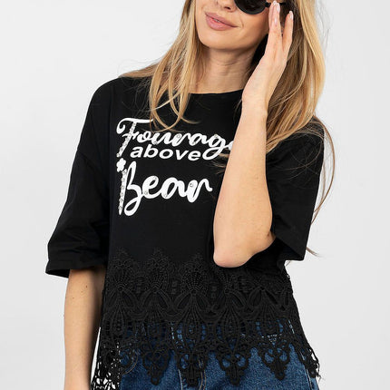 Womens Everyday Cotton Elastane Blouse With Short Sleeves And Round Neckline - Très Elite