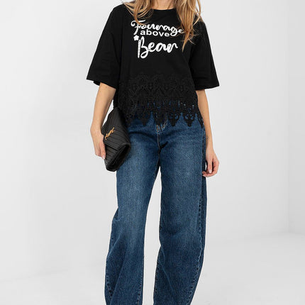 Womens Everyday Cotton Elastane Blouse With Short Sleeves And Round Neckline - Très Elite