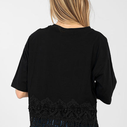 Womens Everyday Cotton Elastane Blouse With Short Sleeves And Round Neckline - Très Elite
