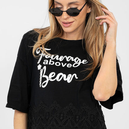 Womens Everyday Cotton Elastane Blouse With Short Sleeves And Round Neckline - Très Elite