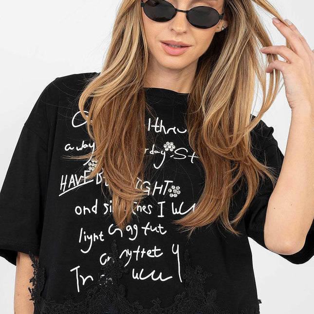 Cotton Elastane Women Short Sleeve Blouse Round Neck Short Length - Très Elite