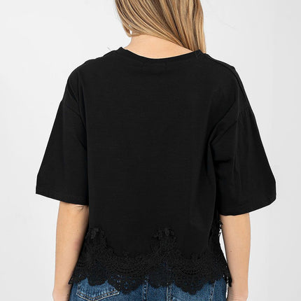 Cotton Elastane Women Short Sleeve Blouse Round Neck Short Length - Très Elite