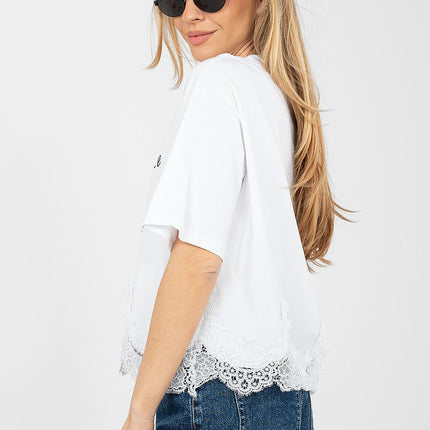 Cotton Elastane Women Short Sleeve Blouse Round Neck Short Length - Très Elite