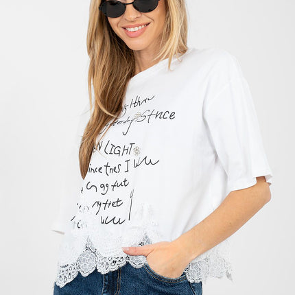 Cotton Elastane Women Short Sleeve Blouse Round Neck Short Length - Très Elite