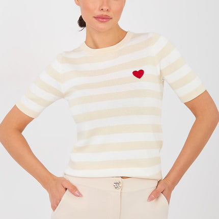Striped Short Sleeve Sweater For Women Model 224317 - Très Elite