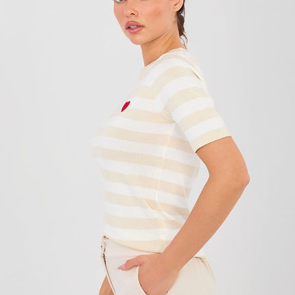 Striped Short Sleeve Sweater For Women Model 224317 - Très Elite