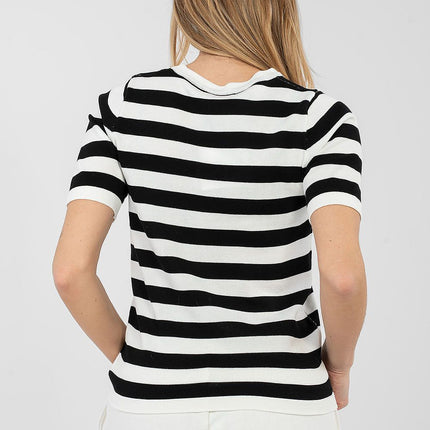 Striped Short Sleeve Sweater For Women Model 224317 - Très Elite