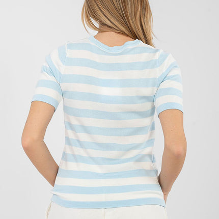 Striped Short Sleeve Sweater For Women Model 224317 - Très Elite