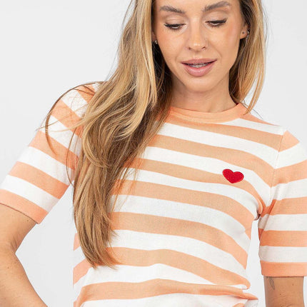 Striped Short Sleeve Sweater For Women Model 224317 - Très Elite