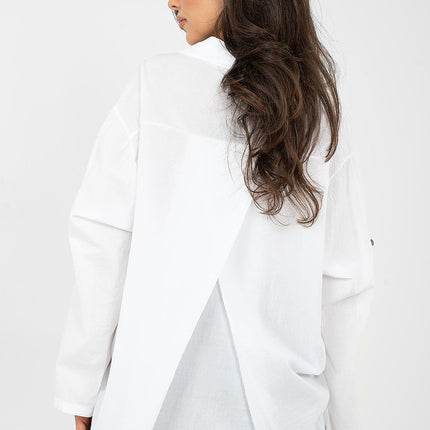 Casual Women Long Sleeve Shirt With Roll Up Sleeves Model 223315 Soft Cotton - Très Elite