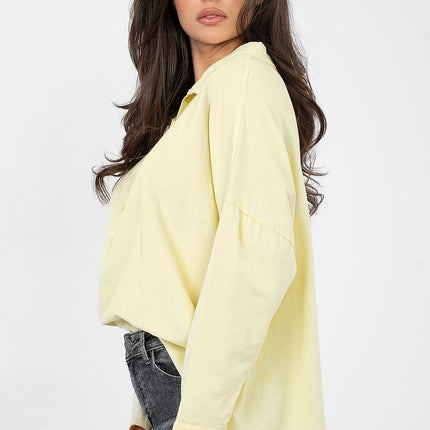 Casual Cotton Blouse Elastane Fitted Long Sleeves Elegant Collar - Très Elite