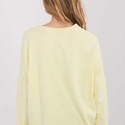 Casual Cotton Blouse With Elastane And Long Sleeve V Neck Applique Model 223320 - Très Elite