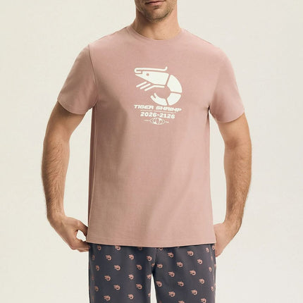 Mens Pajama Set With Printed Front T Shirt Round Neck Short Sleeves - Très Elite