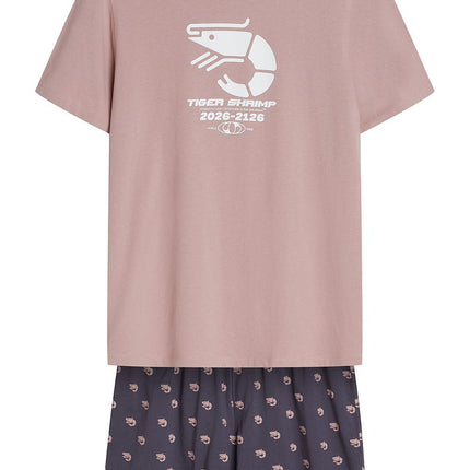 Mens Pajama Set With Printed Front T Shirt Round Neck Short Sleeves - Très Elite