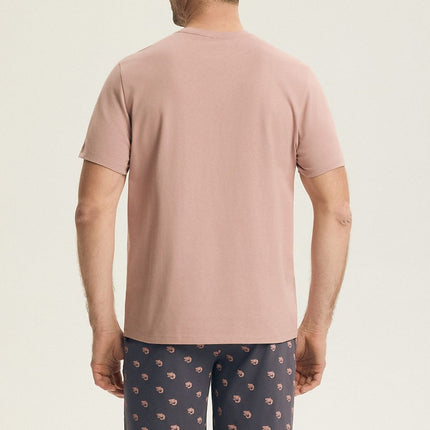 Mens Pajama Set With Printed Front T Shirt Round Neck Short Sleeves - Très Elite