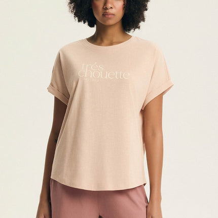 Women's Pajama Set Round Neckline Short Sleeve Top Subtle Print - Très Elite