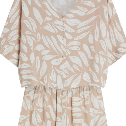 Womens Pajamas Set With V Neck Top Button Front Oversized Comfort - Très Elite