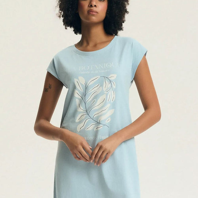 Nightshirt Model 224356 With Subtle Print Round Neck Short Sleeves - Très Elite