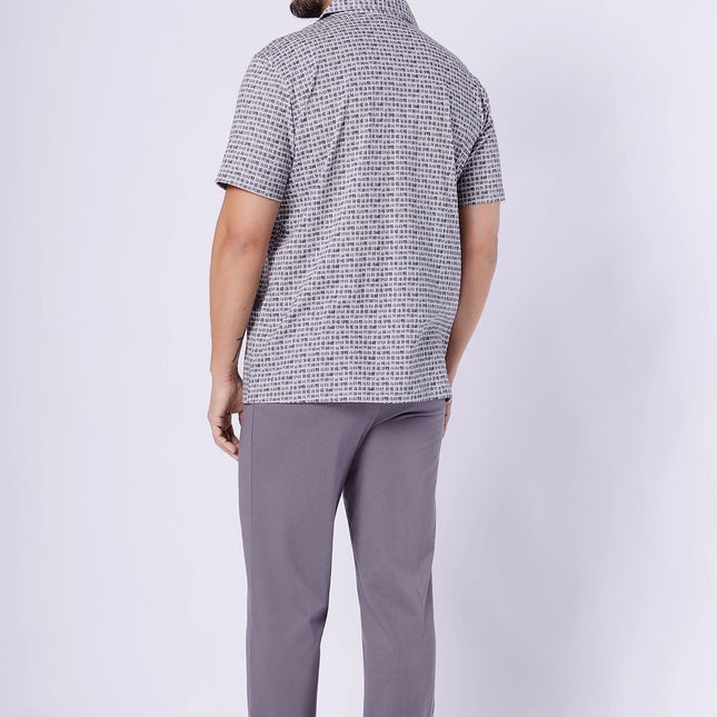 Men's Pyjama Set With Short Sleeve Collar Shirt And Pocketed Long Pants - Très Elite