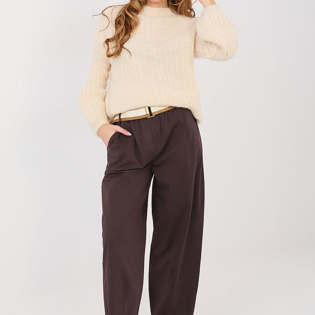 Womens Round Neck Knit Sweater Loose Fit Long Sleeve Jumper 224371 - Très Elite