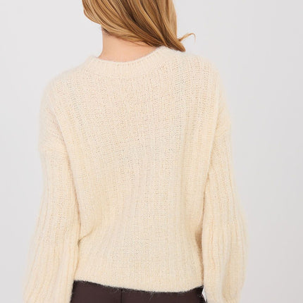 Womens Round Neck Knit Sweater Loose Fit Long Sleeve Jumper 224371 - Très Elite
