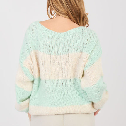 Women's Oversized Striped Sweater Loose Fit Soft Cozy Knit - Très Elite