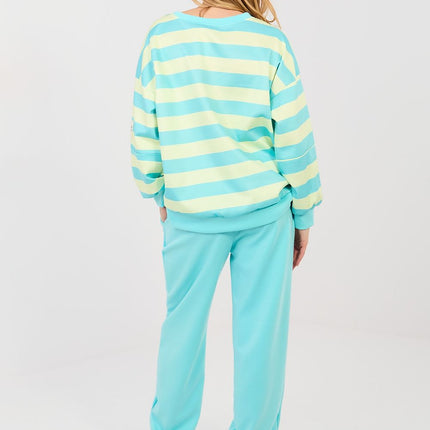 Casual Tracksuit Set With Striped Long Sleeve Sweatshirt For Everyday Wear - Très Elite