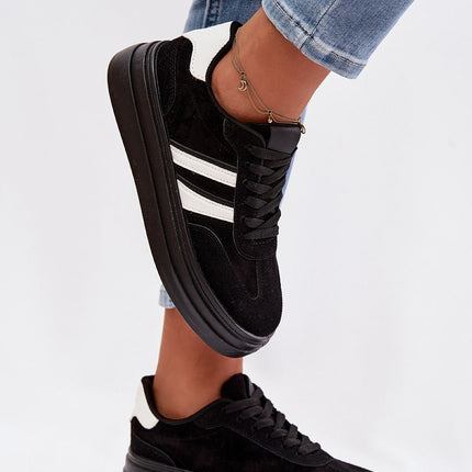Womens Eco Suede Platform Sneakers With Two Straps And Foam Insole - Très Elite