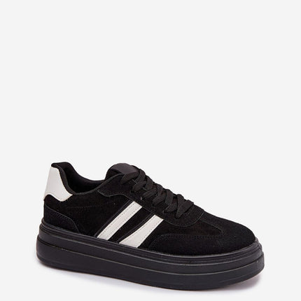 Womens Eco Suede Platform Sneakers With Two Straps And Foam Insole - Très Elite