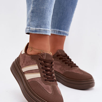 Womens Eco Suede Platform Sneakers With Two Straps And Foam Insole - Très Elite