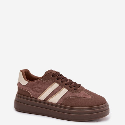 Womens Eco Suede Platform Sneakers With Two Straps And Foam Insole - Très Elite