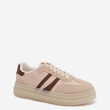 Womens Eco Suede Platform Sneakers With Two Straps And Foam Insole - Très Elite